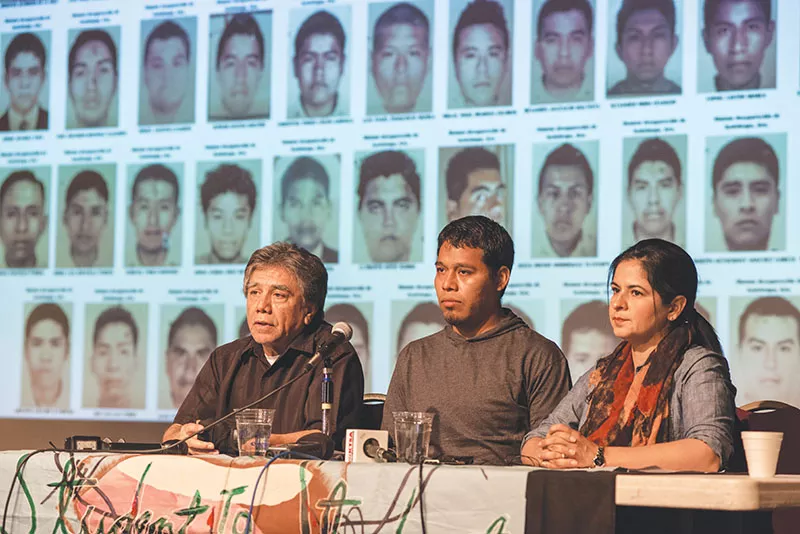Omar Garcia (left, in the middle) survived a mass kidnapping last year in rural southern Mexico, but his colleagues may not have. Garcia's taking the case to an international court in DC. - SARAH BROOKE LYONS