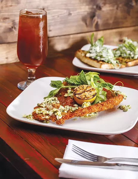 Schnitzel, capers, greens, yum - CASEY HOWELL
