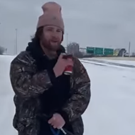 Video of Houston man skiing on icy highway goes viral