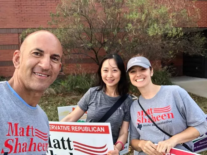 Matt Shaheen (left) snaps a selfie with supporters during a recent campaign. - VIA MATT SHAHEEN'S FACEBOOK PAGE