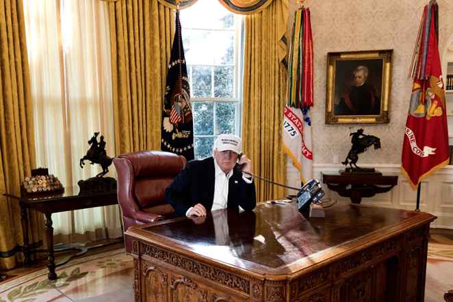 Donald Trump is shown "working" as hard as a furloughed employee in this White House publicity photo. - COURTESY OF THE WHITE HOUSE