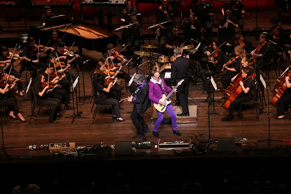 YesBodyElse performs onstage with YOSA in a Prince tribute at the Tobin Center for Performing Arts on March 13, 2017. - SCOTT BALL
