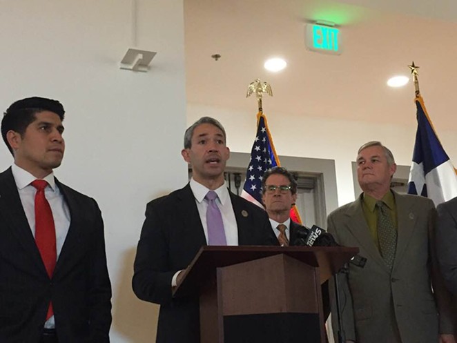 Mayor Ron Nirenberg discusses the city's plan to take down billboard faces. - SANFORD NOWLIN