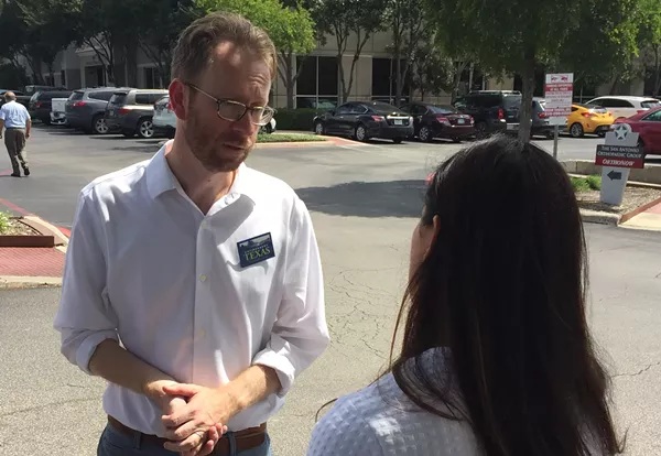Luke Metzger (left) of Environment Texas said some San Antonio businesses understand the negative consequences of climate change. - SANFORD NOWLIN