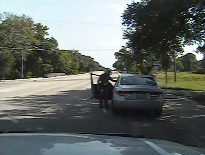 After Sandra Bland stood up for her rights, activists argue this DPS officer threatened her with a Taser. - TEXAS DEPARTMENT OF PUBLIC SAFETY