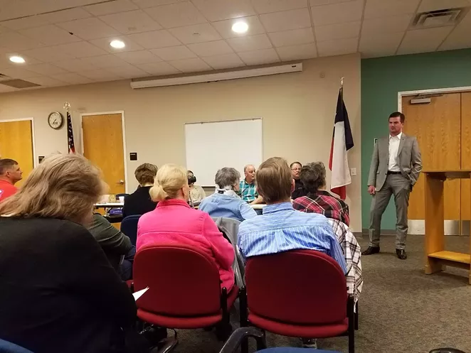 Sen. Brandon Creighton, the bill's sponsor, meets with constituents. - TWITTER / SENCREIGHTON