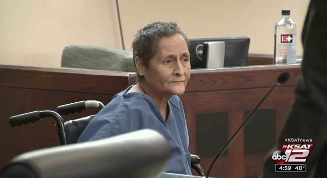 Beatrice Sampayo, 65, received a reduced bond a few months ago due to needing cancer treatment. - SCREENSHOT VIA KSAT REPORT