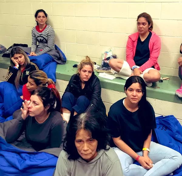 A photo tweeted by U.S. Rep. Joaquin Castro showing migrant women in a cramped cell. - TWITTER / @JOAQUINCASTROTX