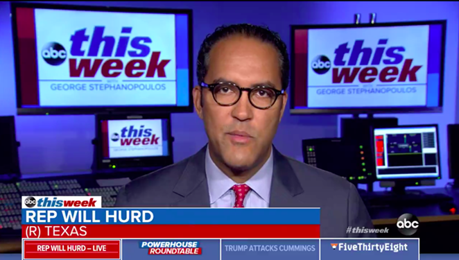 Will Hurd tells ABC News' George Stephanopoulos why Trump's latest Twitter tantrum isn't racist. - SCREEN CAPTURE VIA TWITTER / @ABC