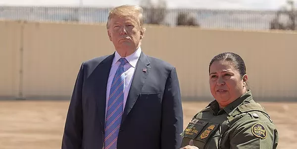 President Trump visits the U.S.-Mexico border in April to see the installation of a newly installed section of wall. - CBP PHOTOGRAPHY