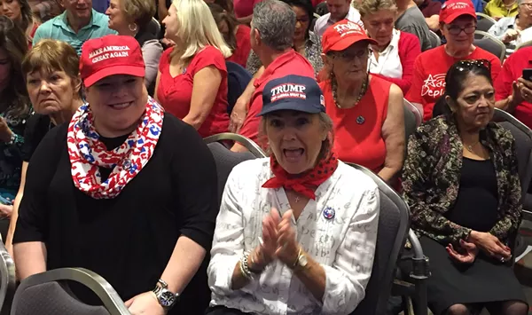 The faithful await Don Jr.'s appearance at Tuesday's Trump campaign rally. - SANFORD NOWLIN