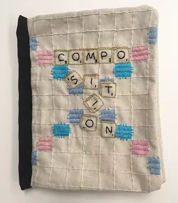 Candace Hicks, Common Threads: Volume 100, 2019, embroidery on canvas, 6”x9"x1". - CANDACE HICKS