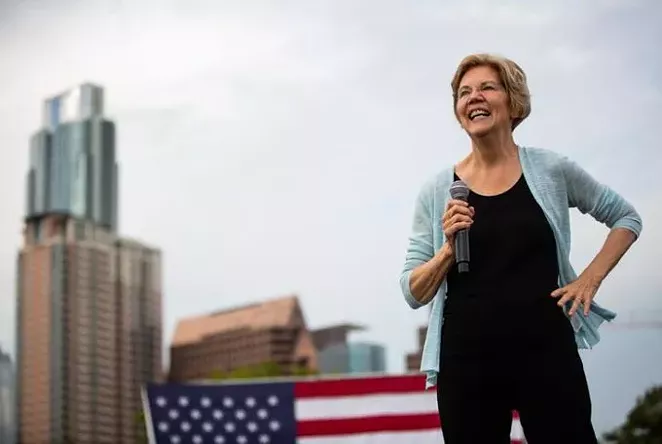Elizabeth Warren address the crowd during a campaign event in Dallas. - @KERANEWS