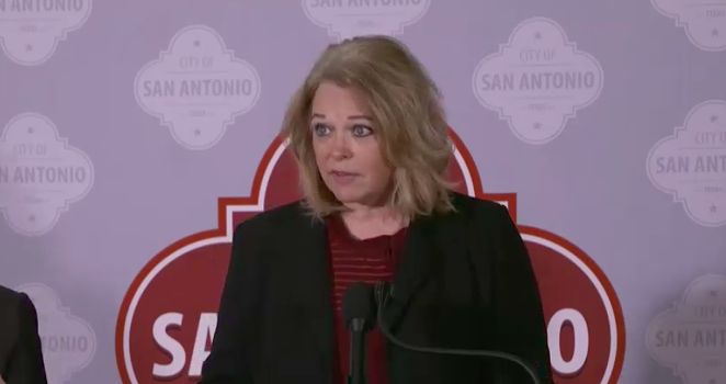 Metro Health Director Dawn Emerick addresses reporters at a recent news conference. - CITY OF SAN ANTONIO