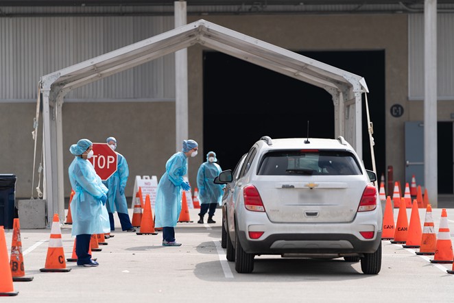 Cars pull up to the city's mobile coronavirus testing site at Freeman Coliseum. - COURTESY PHOTO / CITY OF SAN ANTONIO