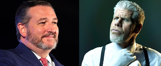 Sen. Ted Cruz (left) is involved in yet another online celebrity feud, this time with actor Ron Perlman (right). - GAGE SKIDMORE / WIKIMEDIA COMMONS (LEFT); RON PERLMAN / FACEBOOK (RIGHT)