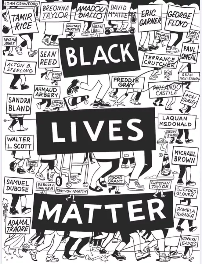 La Printería created and distributed 1,600 free prints of New York artist Stephen Powers’ Black Lives Matter illustration. - COURTESY OF STEVEN POWERS