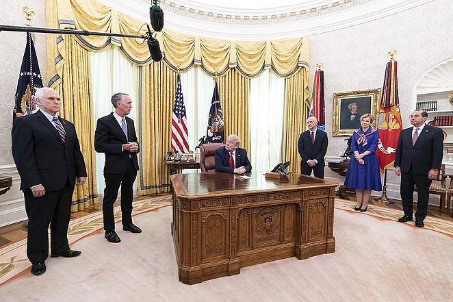 President Donald Trump meets with Gilead CEO Daniel O’Day in the Oval Office in May. - WIKIMEDIA COMMONS / THE WHITE HOUSE