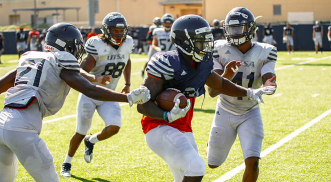 University of Texas at San Antonio players engage in a pre-season practice session. - TWITTER / @UTSAFTBL