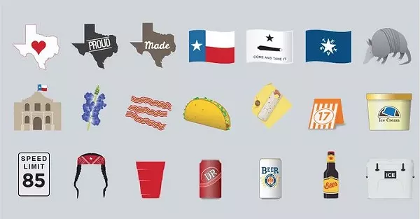 A sample of some of the Texas-themed emoji included in TexMoji's library. Not included in the initial release? The Alamo. - COURTESY