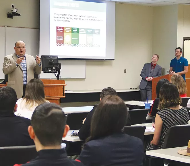 SAC President Robert Vela outlines the Alamo Institutes model. - CYNTHIA M. HERRERA/THE RANGER