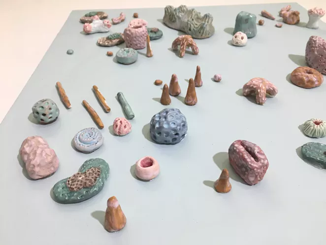 Guadalupe Quesada, Microorganisms (green), ceramic, 2020 - COURTESY OF CLAMP LIGHT ARTIST STUDIOS AND GALLERRY
