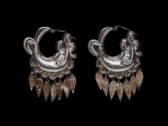 Pair of Earrings, China (Miao), first half of the 20th century, Silver, each 1 7/8 in. (4.8 cm), Promised gift from Elizabeth and Robert Lende - SEALE STUDIOS