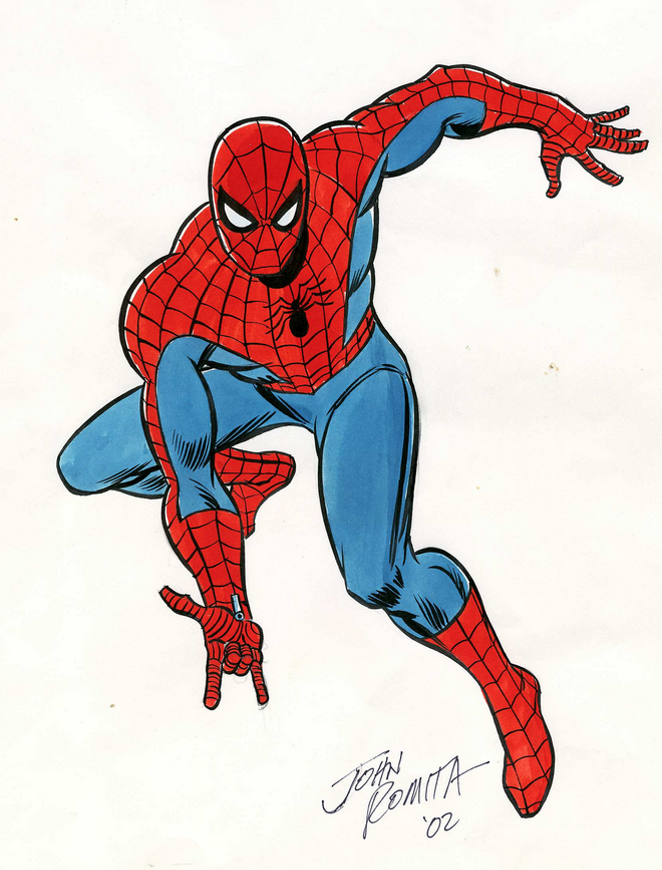 A sketch of Spider-Man from Marvel Comic artist John Romita, who is credited with giving the character his defining look. - JON ROMITA