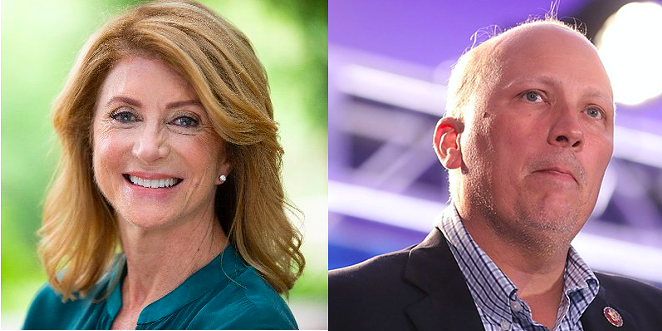 Former Texas Sen. Wendy Davis (left) and U.S. Rep. Chip Roy - TWITTER / @WENDDAVIS (LEFT); WIKIMEDIA COMMONS / GAGE SKIDMORE (RIGHT)