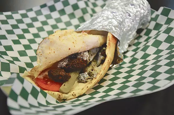 Jerusalem Grill’s take on the falafel sandiwch earned points for its no-fuss presentation. - BRYAN RINDFUSS