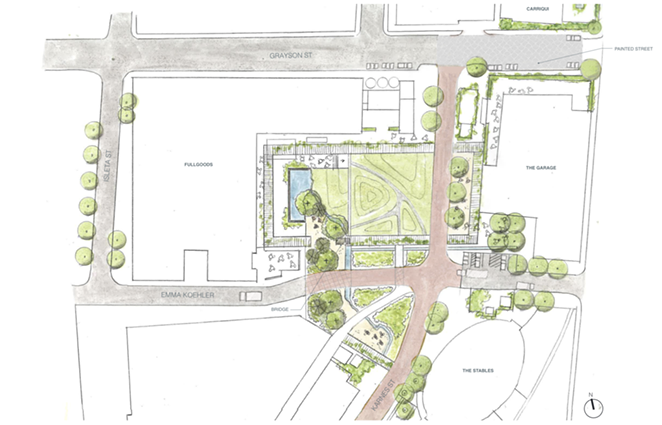 Construction on the Full Goods green space will begin early next year and is estimated to be completed by fall of 2021. - COURTESY PEARL