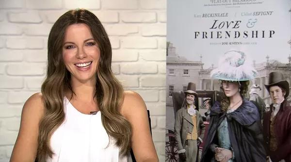 Actress Kate Beckinsale laughing during a satellite interview with the San Antonio Current last week. - COURTESY
