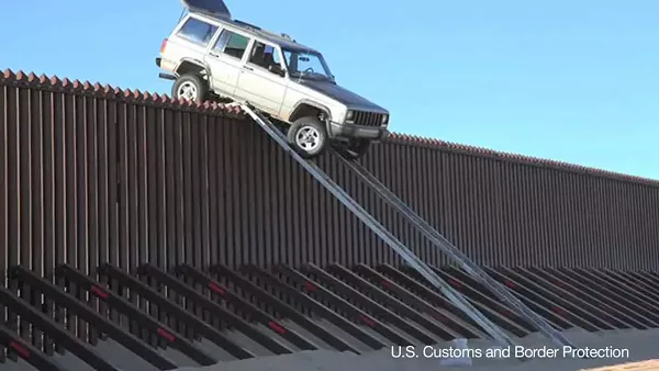 This shot isn't from Texas, but it shows one attempt to get passed the border wall that ended poorly. - CBP