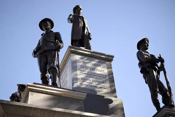 A 1903 Confederate monument stands at the south entrance to the Texas Capitol grounds. - MIGUEL GUTIERREZ JR. / THE TEXAS TRIBUNE