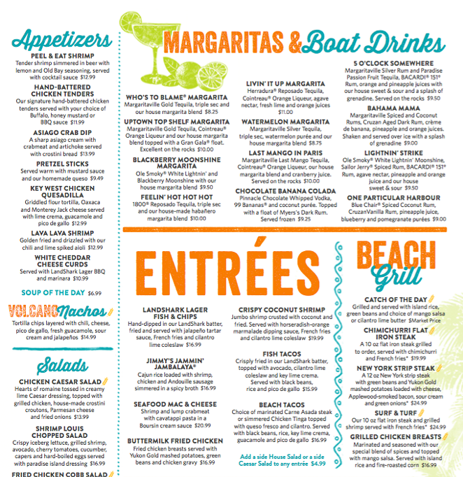 A peek at the menu - COURTESY OF MARGARITAVILLE