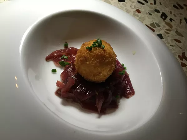 Goat cheese and sweet and sour onion jam. - RON BECHTOL