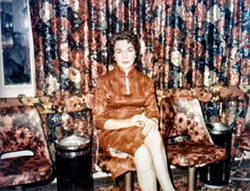 Edna Milton in the parlor of the Chicken Ranch (courtesy Edna Milton Chadwell).