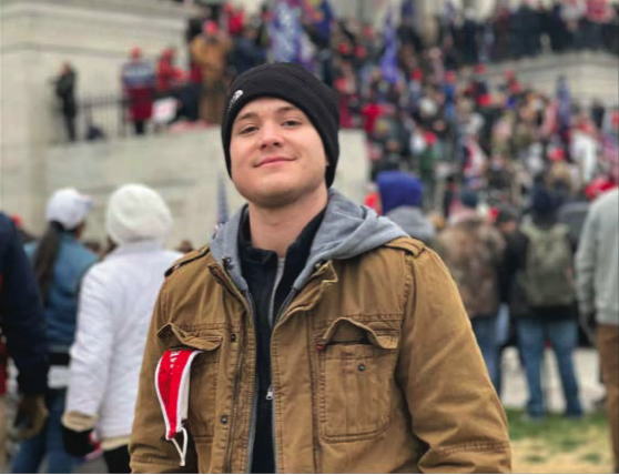 San Antonio resident Chance Uptmore posted this photo on social media that the FBI says places him at the January 6 Capitol coup attempt. - FBI