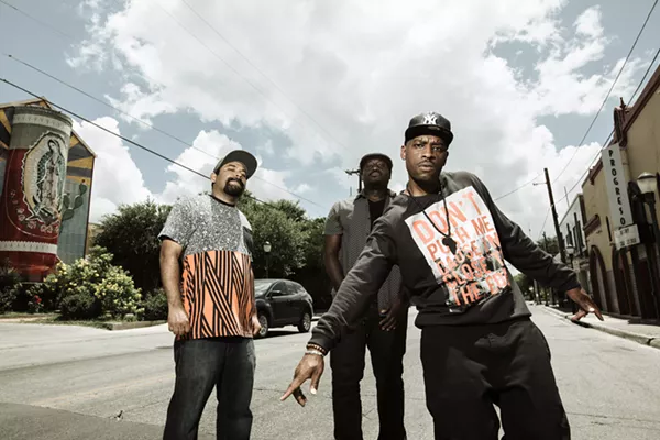 Black (and Brown) Rhymes Matter. From left: Marco Cervantes, DJ Chicken George and Easy Lee, the core of the Third Root collective. - JOSH HUSKIN