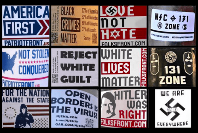 These images were collected by ADL as it documented hate group propaganda in 2020. - COURTESY IMAGE / ADL