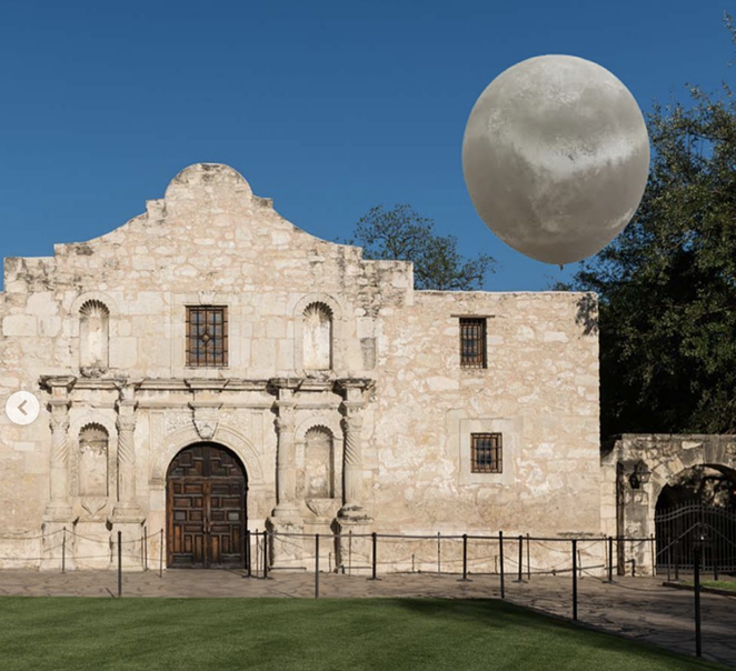 A globe featured in Ryan Takaba's "A Relationship with Flight" took a fictional journey across San Antonio for April Fools' Day. - INSTAGRAM / BLUESTARART