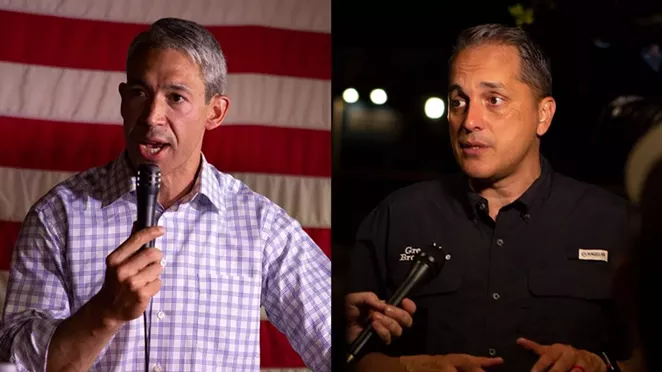 Mayor Ron Nirenberg and District 6 Councilman Greg Brockhouse are shown on election night in 2019. - KARA HAWLEY / SAN ANTONIO HERON