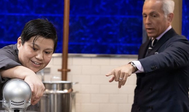 Chopped judge Geoffrey Zakarian goads on San Antonio's Jesse Kuykendall on Tuesday's episode. - INSTAGRAM / FOODNETWORK