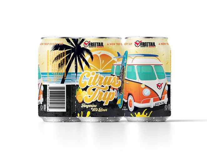 San Antonio’s Freetail Brewing Co. was recognized for the can design of its Citrus Trip Belgian wit. - COURTESY PHOTO / CRAFT BEER MARKETING AWARDS