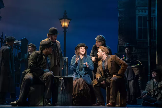 Shavey Brown, Mark Aldrich, Shereen Ahmed (center), William Michals and Colin Anderson in The Lincoln Center Theater Production of Lerner & Loewe’s My Fair Lady. - JOAN MARCUS
