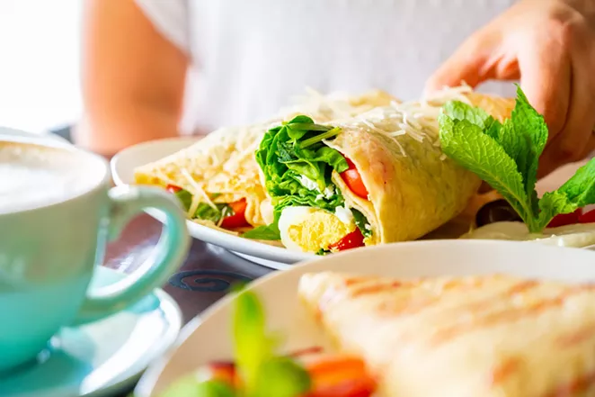 Creppecino is serving breakfast items including this egg Florentine crêpe. - PHOTO COURTESY CREPPECINO