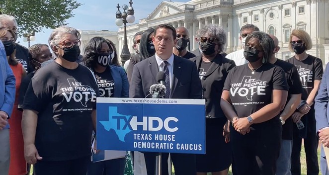 State Rep. Trey Martinez Fischer of San Antonio speaks at an appearance during House Democrats' stay in Washington D.C. - TWITTER / @TEXASDEMOCRATS