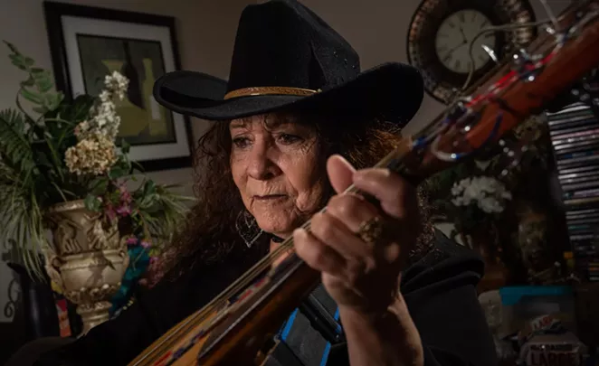 Ybarra plays a total of 14 instruments, including the guitarrón. - TEXAS OBSERVER / IVAN ARMANDO FLORES