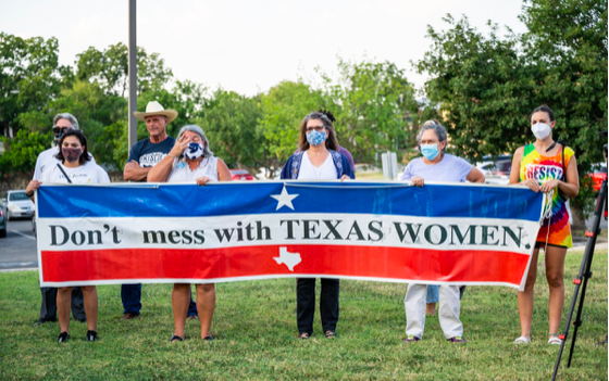 Women in San Antonio protest Texas' new abortion law. - JAIME MONZON