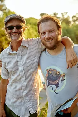 Jeff Wheeler (left) and Justin Parr hang out under the bridge in late August. - SA HERON / TYLER SMITH